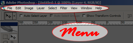 Menu do Photoshop, aqui na versão CS2 Menu do Photoshop, aqui na versão CS2