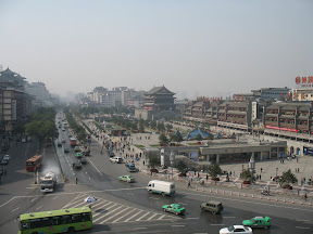 View of Drum Tower from the Bell Tower in Xi'an