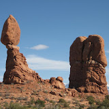 At “Balanced Rock” in Arches.  In real life, as well as in this picture, it just looks impossible!