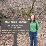 Katie at the Maramec Springs Signs.  96 million gallons a day!