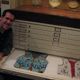 Dan with some traditional Native American vests decorated with beads and porcupine quills.