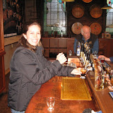 Katie pours a drink after the tour