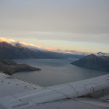 We can see the mountains as we take off in our plane in Queenstown.