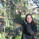 Katie poses with eucalyptus leaves