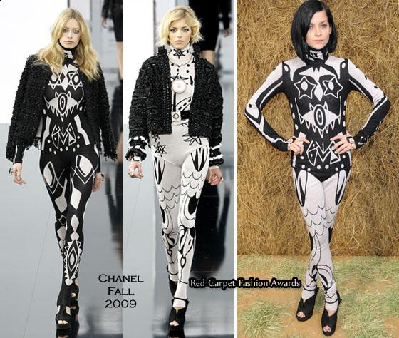 Chanel Fall 2009 black and white print leotard over leggings