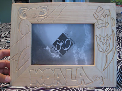 The frame carved.