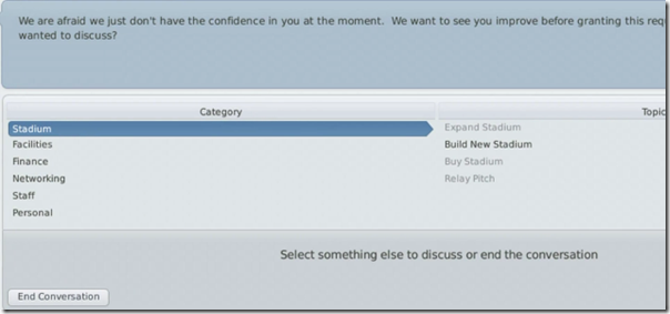 Interaction in Football Manager 2011