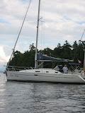 Claire watching Charlie in dingy.