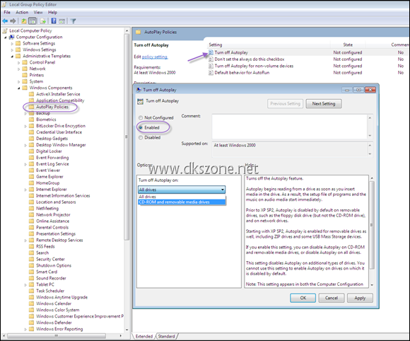 gpedit disable autoplay