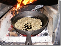 roasting coffee in the firebox