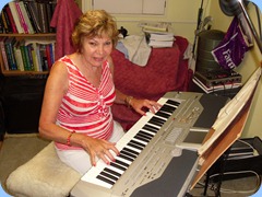Carole Littlejohn delighted us with her wonderful musical abilities all day (and night). Here seen playing the Korg Pa1X