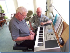 Alan Wilkins working-out his next arrangement on the Korg