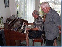 George Watt trying out Pam's Yamaha Electone organ George Watt trying out Pam's Yamaha Electone organ