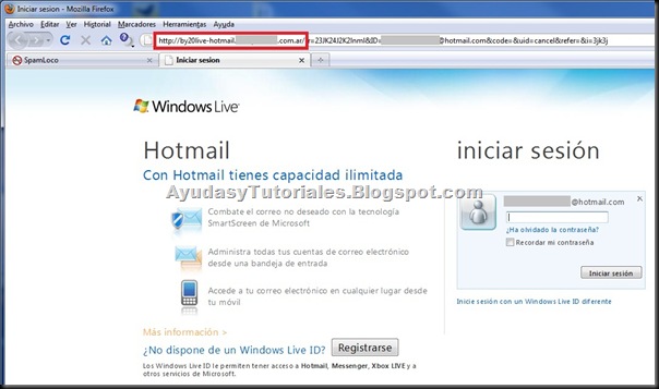 Mail Phishing de Hotmail - AyudasyTutoriales