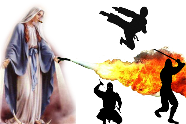 ninjas attack the virigin mary!