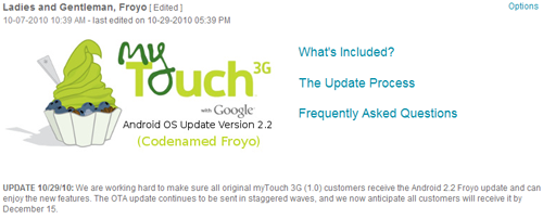 myTouch 3G Froyo Update myTouch 3G Froyo Update