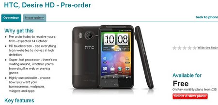 HTC Desire HD Vodafone UK