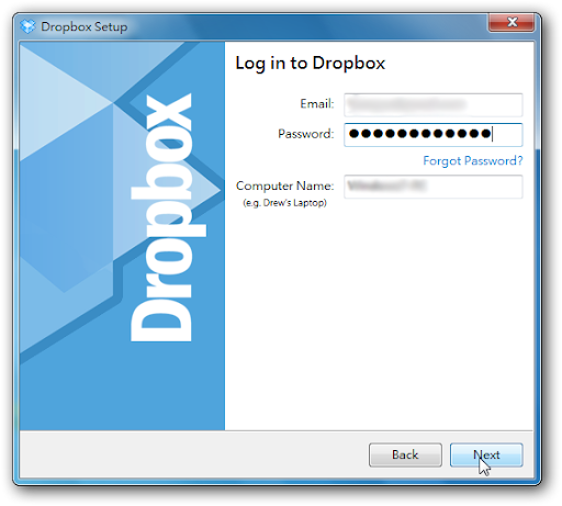 接下來登入Dropbox