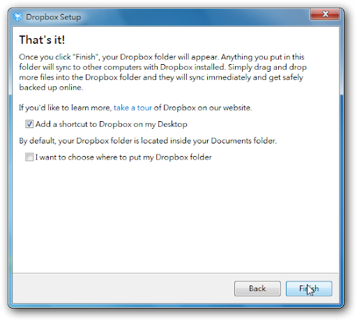 Dropbox 安裝完畢