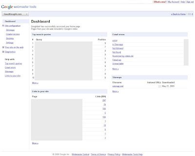 New Webmasters Tools Screenshot
