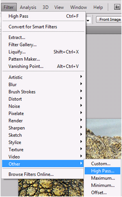 High Pass Filter Menu