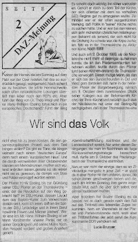 Kommentar unter dem Pseudonym "Lucie Brunner" (DAZ 22.2.1990, 4. Ausgabe) Kommentar unter dem Pseudonym "Lucie Brunner" (DAZ 22.2.1990, 4. Ausgabe)
