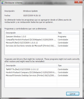 Restaurar sistema en Windows 7 Restaurar sistema en Windows 7