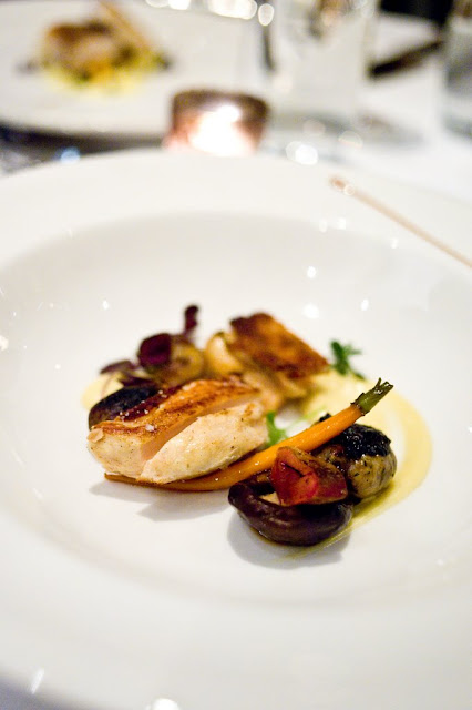 Pot-au-feu of organic Burrawong chicken with roast chestnuts, cauliflower and foie gras