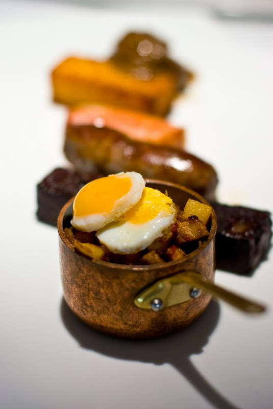 Duck hash & quail eggs