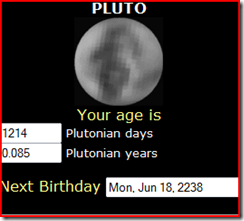 My age in Pluto