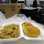 I'm not sure what this was on the left. On the right was a bun with ham and green onions I think.
