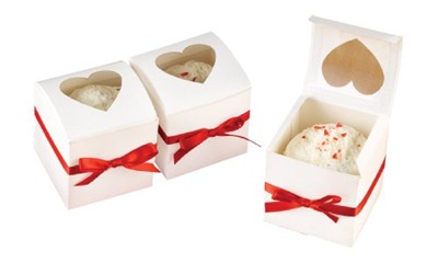 Cupcake Favor Boxes with Heart Shape Windows