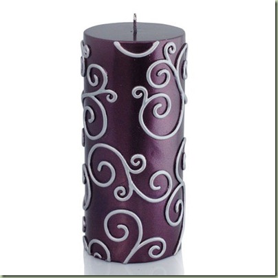 Wedding Favors Scroll Pillar Candles Purple Set of 6 3 x 6