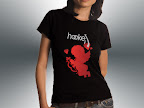 Ladies Black T - Red Cupid