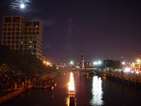 The moon overlooking the Waterfire.
