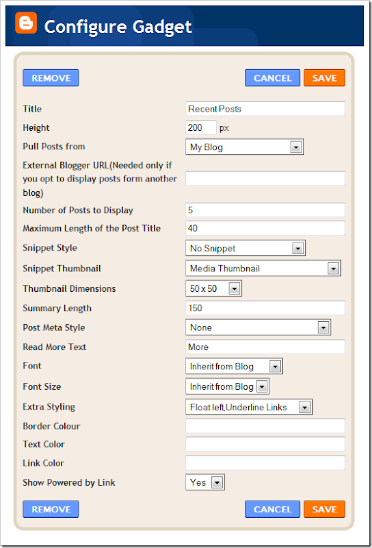 recent posts widget with thumbnails from blogger plugins