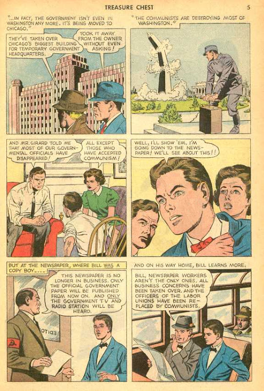 a panel from an old educational comic, describing all the things communists have done