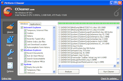 CCleaner optimization and clean-up tool