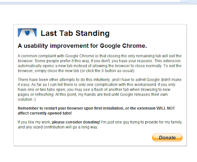 Stop Google Chrome From Exiting When Closing The Last Tab