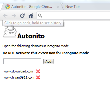 Start Chrome In Incognito Mode Automatically For Selected Websites