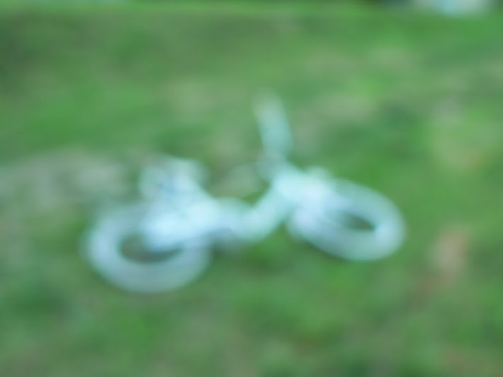 white bicycle green blur