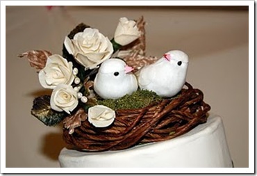 Balsa Wood Flower Birds Wedding Cake Toppers-1