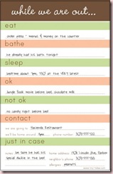 babysitter notepad