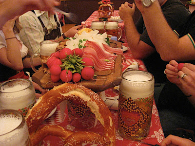 The Bavarian spread awaiting our tables