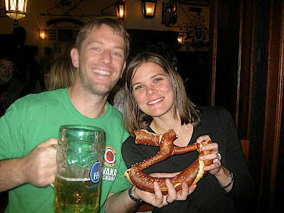 Beer and pretzels at the Hofbrauhaus