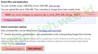 proses upload google docs