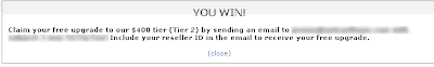 won free upgrade $400 tier