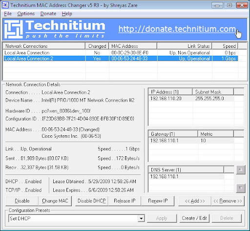 Technitium MAC Address Changer