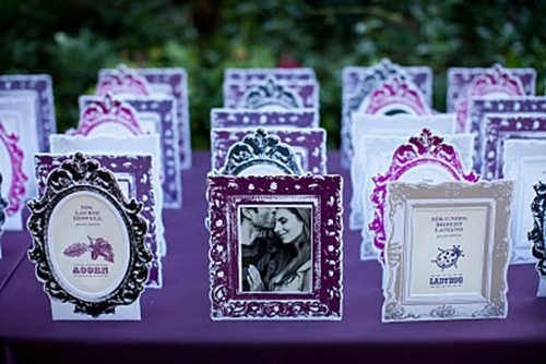 purple frame escort cards