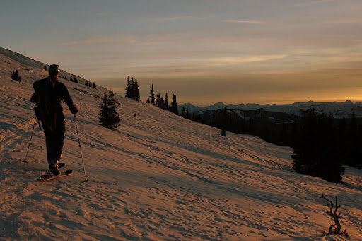 Mimi before the sunset ski